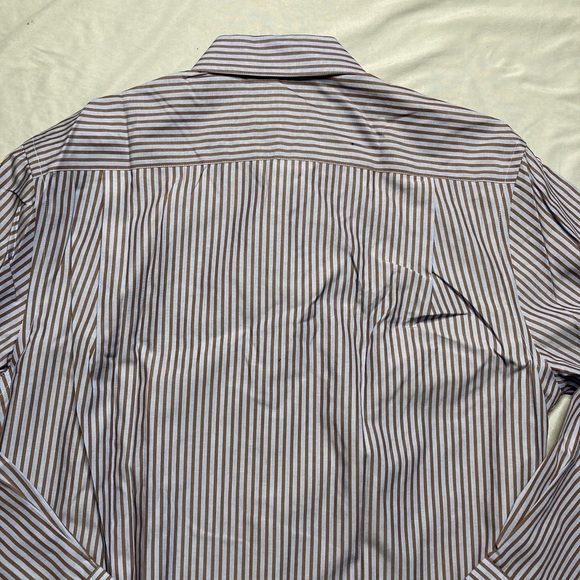 Pronto Uomo Brown and Blue Striped Button Down Shirt - Picture 12 of 12
